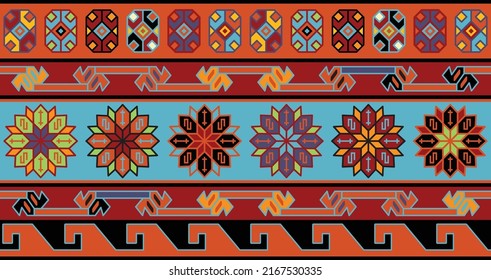 Traditional Ethnic Sumakh Carpet Seamless Pattern of mountaneous region Dagestan, Russia