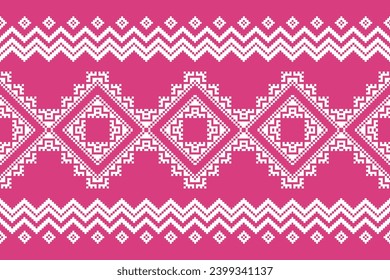 Traditional ethnic,geometric ethnic fabric pattern for textiles,rugs,wallpaper,clothing,sarong,batik,wrap,embroidery,print,background,vector illustration,red and white pattern  