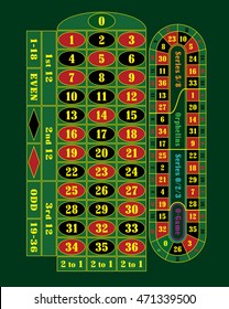 Traditional European Roulette Table vector illustration