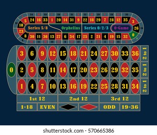 Traditional European Roulette Table vector illustration