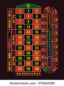 Traditional European Roulette Table vector illustration