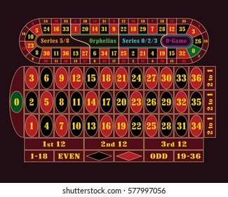 Traditional European Roulette Table vector illustration