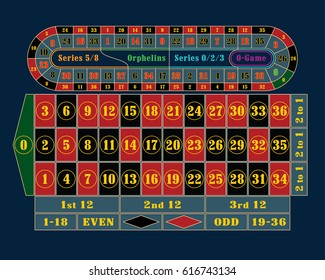 Traditional European Roulette Table vector illustration