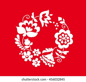 traditional european ukrainian ornament. rustic floral wedding composition. rural folk style flower element.  western europe folk motif