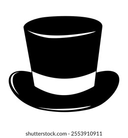 Traditional Evening Top Hat Black Silhouette Illustration Icon