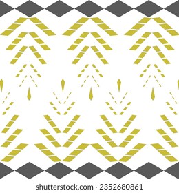 Traditional fabric design by bringing geometric such as diamond shapes to create lines similar to the shape of rice ears in Southeast Asia. Vector and seamleass pattern, Ethnics