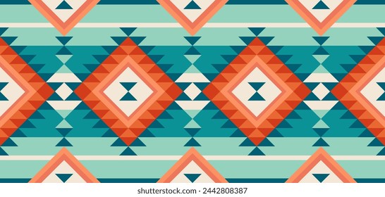 Traditional fabric pattern, geometric shapes, seamless pattern for print or background. vector illustration
