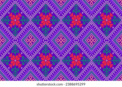 Patrón de tela tradicional, arte de píxeles, formas geométricas, colores brillantes, diseñados para patrones de tela, textiles, decoración del hogar, decoración, costura cruzada, diseño de moda, papel pintado, fondo.