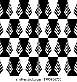 Patrón de tela tradicional para la impresión y tejido de pantalla. Diseño de bordado de patrones geométricos étnicos para el fondo. Diseñar un vector de papel pintado en color blanco y negro Ilustración.