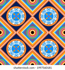 Traditional fabric pattern for screen printing and weaving. Geometric ethnic pattern embroidery design for background. Floor tile pattern vector. classic pattern illustration.