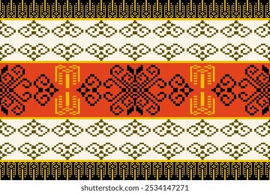 Traditional fabric patterns that reflect cultural identity. This image shows fabric patterns in the indigenous style that are exquisite and clearly convey cultural identity. It consists of geometric p