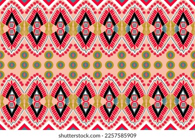 Traditional fabric patterns from Turkish, Indian tribes created from geometric shapes in yellow, black, red and white. Suitable for making patterns on shirts, pants, pillows, blankets, and bed sheets.
