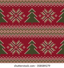 Traditional Fair Isle Knitted Sweater Design. Seamless Vector Pattern