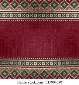 Traditional Fair Isle Style Seamless Knitted Pattern. Christmas and New Year Design Background with a Place for Text