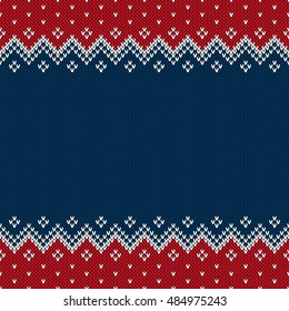 Traditional Fair Isle Style Seamless Knitted Pattern. Christmas and New Year Design Background with a Place for Text