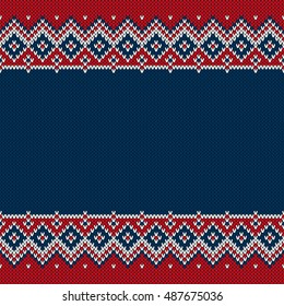 Traditional Fair Isle Style Seamless Knitted Pattern. Christmas and New Year Design Background with a Place for Text
