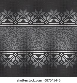 Traditional Fair Isle Style Seamless Knitted Pattern. Vector Background with a Place for Text