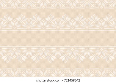 Traditional Fair Isle Style Seamless Knitted Pattern. Christmas and New Year Design Background with a Place for Text