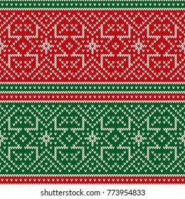 Traditional Fair Isle Style Seamless Knitting Pattern. Christmas Holiday Seamless Knitted Sweater Design