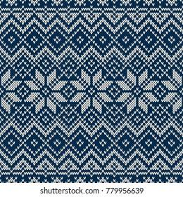 Traditional Fair Isle Style Seamless Knitting Pattern. Winter Holiday Seamless Knitted Sweater Design