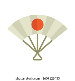 Traditional Fan Flat Colorful Vector Icon, Japanese Theme Design