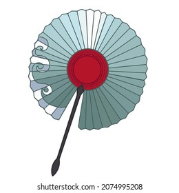 A traditional fan with a wave pattern. Asian accessory. An isolated item on a white background. Vector