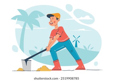 Traditional Farming Agriculture Vector Illustration