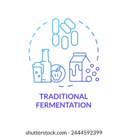 Traditional fermentation blue gradient concept icon. Food production industry. Genetic modification. Round shape line illustration. Abstract idea. Graphic design. Easy to use in article, blog post