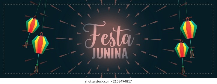 traditional festa junina festival banner with lantern decoration