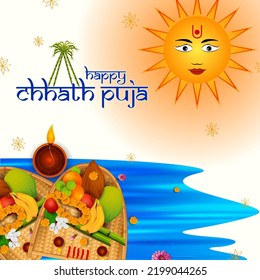 Traditional festival of Bhiar, Bengal and Nepal Chhath Puja in vector