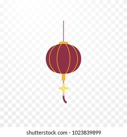 Traditional festive red Chinese paper lantern. Spring Festival. Happy Lunar New Year concept. Flat design. Vector illustration