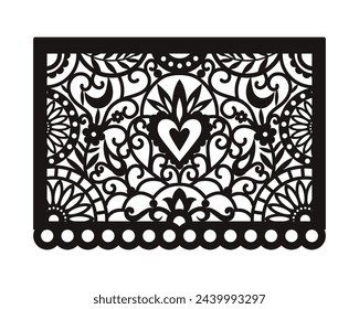 traditional fiesta banner inspired by garlands in Mexico. Flat style, isolated on white background.