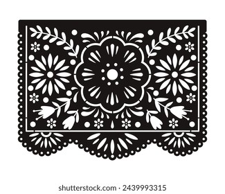 traditional fiesta banner inspired by garlands in Mexico. Flat style, isolated on white background.