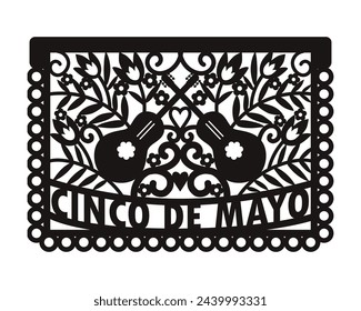 traditional fiesta banner inspired by garlands in Mexico. Flat style, isolated on white background.