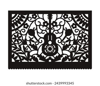 traditional fiesta banner inspired by garlands in Mexico. Flat style, isolated on white background.