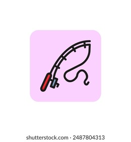 Traditional fishing rod line icon. Tackle, angling, instrument. Sport concept. Vector illustration can be used for topics like fishing equipment, spinning, vacation