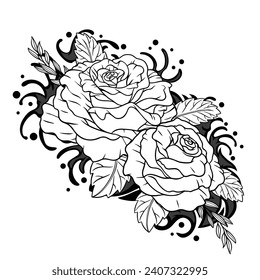 Traditional Flash Rose Tattoo Flower