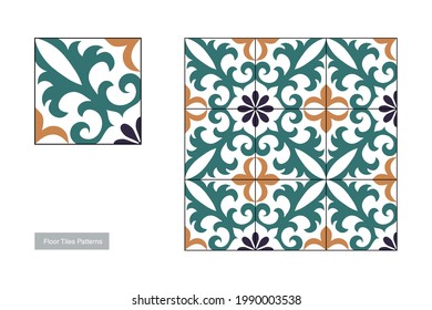 Traditional floor tiles. Isolated vector files.