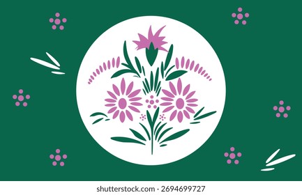 Composición floral tradicional. Diseño plano.