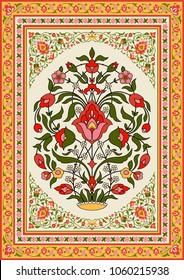 Traditional floral design in oriental style, vector illustration