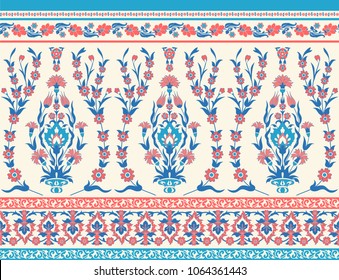 Traditional floral fabric seamless pattern