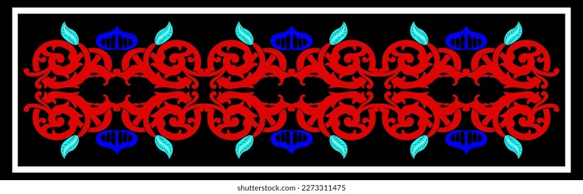 traditional floral pattern with bue leaves