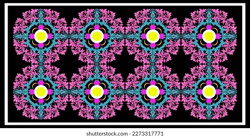 traditionelles Blumenmuster mit geometrischen Formen