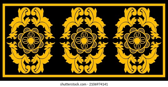 traditional floral pattern  that is endless. can be repeated. golden color flower in the middle surrounded by leaves