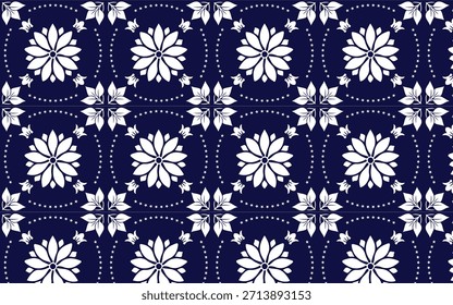 Traditional Floral Seamless Pattern with Bold Pink and Teal Colors