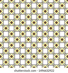 Traditional floral and square geometric pattern designs. with a dominant classical color