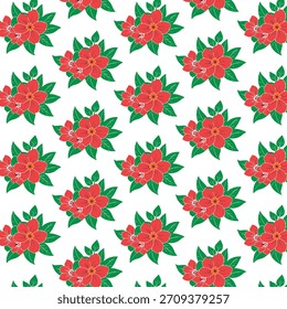 Patrón textil floral tradicional en rojo y verde