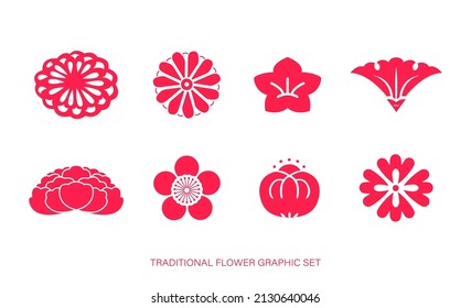 Traditional Flower Graphic Vector Set Vintage Stock Vector (Royalty ...