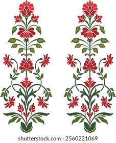 Traditional flower motif illustrations. Beautiful hand drawn floral motifs