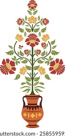 Traditional flower motif illustrations. Beautiful Mughal hand drawn floral motifs.